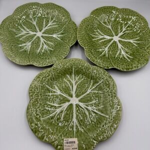 Bordallo Pinheiro Cabbage Green Salad Plates Set of 3 Made in Portugal 7.5"